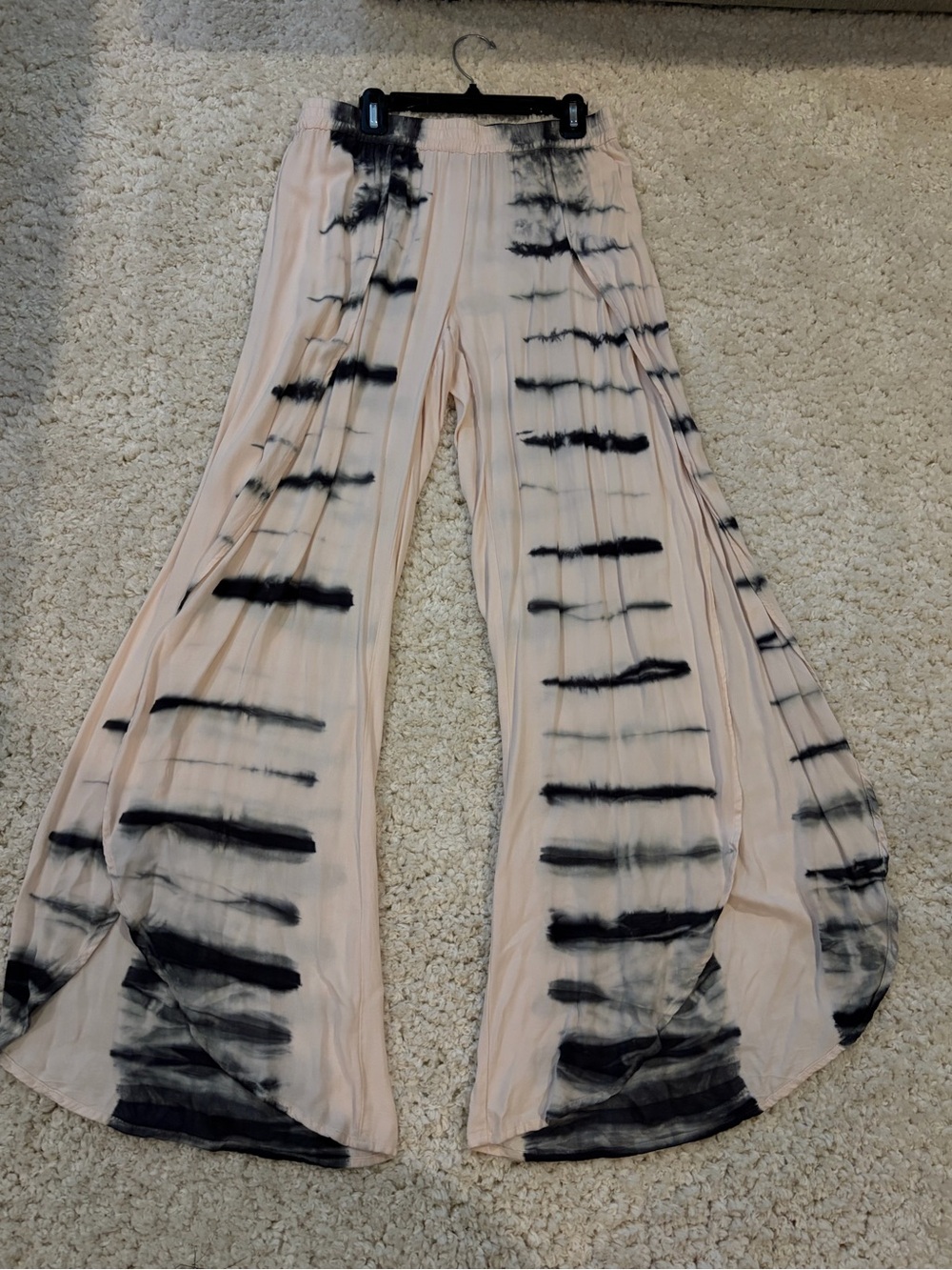 Young Fabulous & Broke Blush and Black Tie-Dye Wide Leg Pants